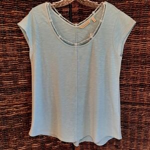 Light Blue Women's Short Sleeve Scoop Neck Top